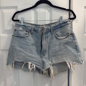 Distressed Light Blue Denim Shorts